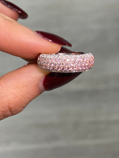 Five Row Pink and White Diamond Half Eternity Ring