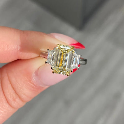 3.01ct Light Yellow Emerald Cut VS2 GIA Ring