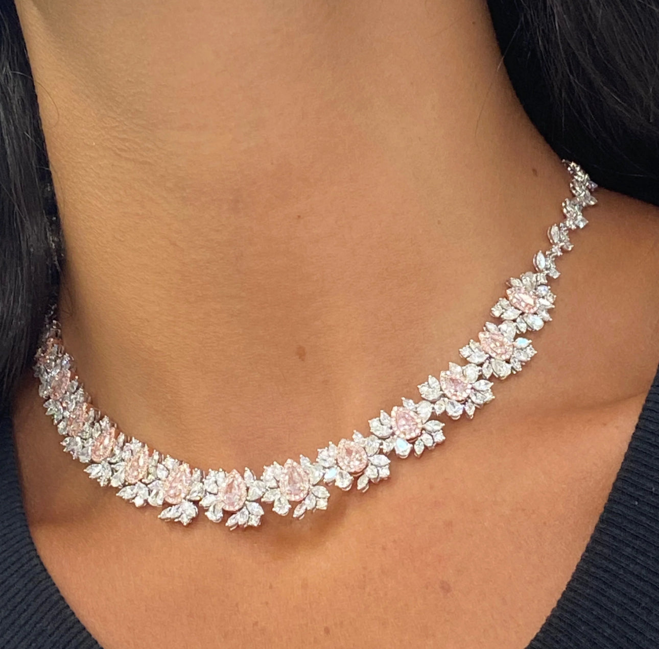 24ct Pink & White Diamond Necklace