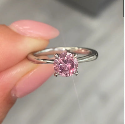 1.00ct Fancy Intense Pink Round I1 GIA Ring