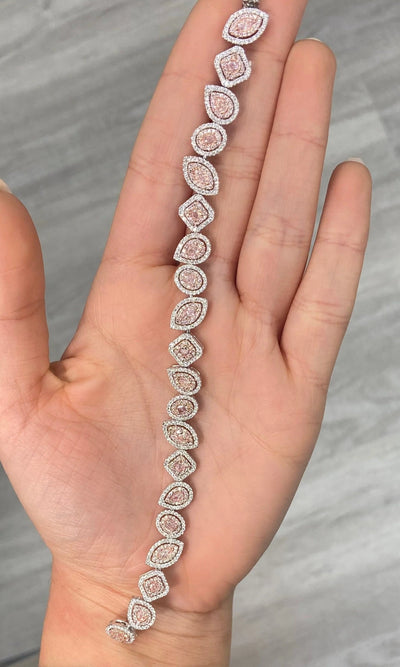 Pink Diamond Mixed Shape Halo Bracelet