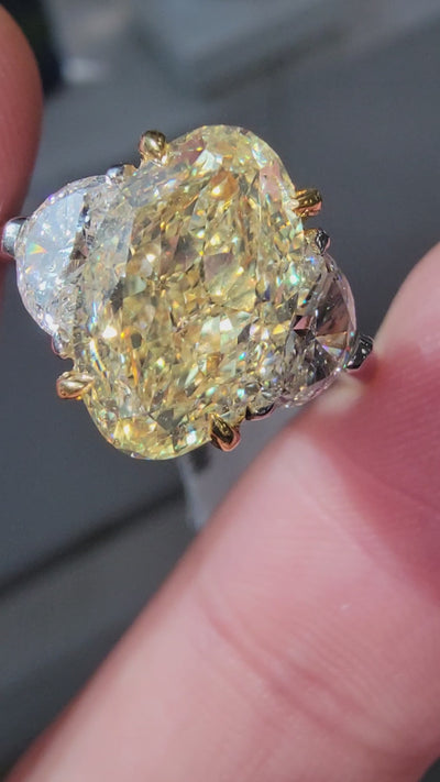 3.51ct Fancy Yellow Oval VS1 GIA Ring